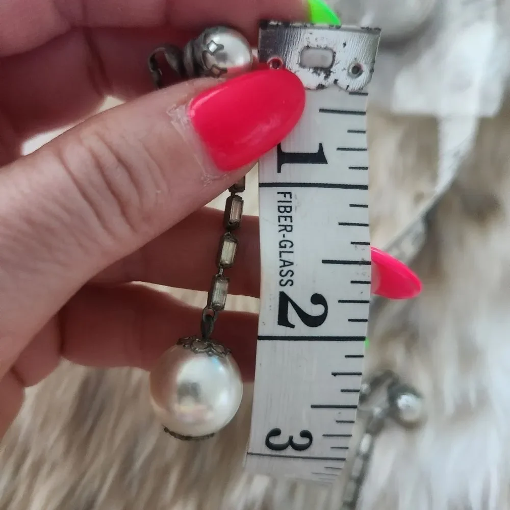 Park Lane‎ Vintage Pearl Clip-on Dangle Earrings Silver